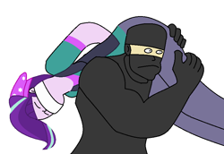 Size: 833x572 | Tagged: safe, artist:brightstar40k, starlight glimmer, equestria girls, bound and gagged, carrying, kidnapped