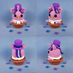 Size: 1000x1000 | Tagged: safe, artist:facja, snowfall frost, starlight glimmer, pony, unicorn, amigurumi, clothes, crochet, hat, irl, photo, plushie, top hat, traditional art