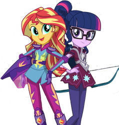 Size: 1946x2048 | Tagged: safe, artist:php77, editor:php77, sci-twi, sunset shimmer, twilight sparkle, equestria girls, friendship games