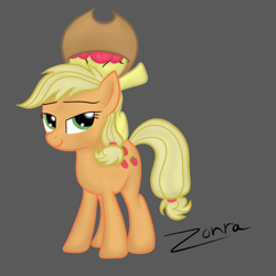 Size: 500x500 | Tagged: safe, artist:zonra, apple bloom, applejack, earth pony, pony, applejack's hat, hat, simple background