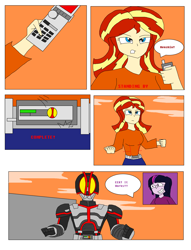 Size: 3424x4480 | Tagged: safe, artist:brandon-vortex, sci-twi, sunset shimmer, twilight sparkle, equestria girls, comic, crossover, kamen rider, kamen rider faiz