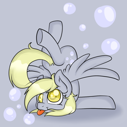 Size: 1024x1024 | Tagged: safe, artist:applejack-lover-fan, derpy hooves, pegasus, pony, bubble, female, mare, solo, tongue out