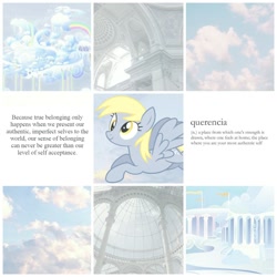 Size: 1080x1080 | Tagged: safe, artist:bubaiuv, derpy hooves, pony, cloud, cloudsdale, moodboard, solo