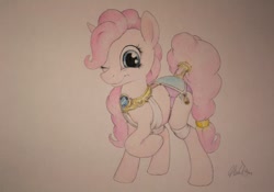 Size: 800x561 | Tagged: safe, artist:anoldmate, pinkie pie, earth pony, pony, female, mare, pink coat, pink mane, solo, traditional art