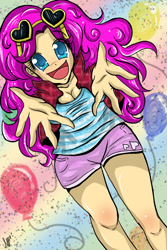 Size: 600x900 | Tagged: safe, artist:namioki, pinkie pie, human, humanized, solo, sunglasses