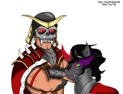 Size: 917x703 | Tagged: safe, artist:jonpablo45, derpibooru import, king sombra, pony, unicorn, crossover, mortal kombat, shao kahn