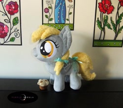 Size: 1280x1120 | Tagged: safe, artist:purplenebulastudios, derpy hooves, pony, female, filly, food, irl, muffin, photo, plushie, solo