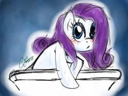 Size: 1024x768 | Tagged: safe, artist:claireannecarr, rarity, pony, unicorn, bathtub, solo, wet, wet mane, wet mane rarity