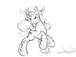 Size: 1024x772 | Tagged: safe, artist:sverre93, derpibooru import, king sombra, pony, unicorn, lineart, monochrome, solo