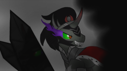 Size: 1920x1080 | Tagged: safe, artist:theshadowstone, derpibooru import, king sombra, pony, umbrum, unicorn, solo, sombra eyes