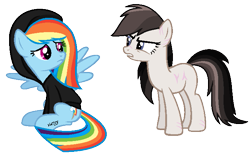 Size: 699x437 | Tagged: safe, derpibooru import, rainbow dash, oc, oc:lory, pegasus, pony, mane swap