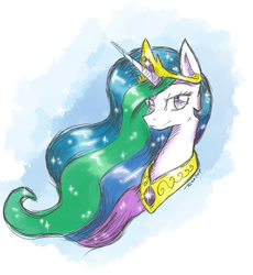 Size: 1044x1136 | Tagged: safe, artist:rangaku, princess celestia, alicorn, pony, bust, portrait, solo