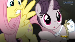 Size: 1433x806 | Tagged: safe, screencap, fluttershy, sugar belle, pegasus, pony, the cutie map, female, mare