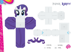 Size: 2048x1447 | Tagged: safe, part of a set, rarity, pony, unicorn, craft, my little pony logo, official, papercraft, portuguese, solo