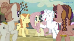 Size: 1466x824 | Tagged: safe, screencap, double diamond, fluttershy, pegasus, pony, the cutie map, amber tresses