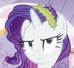 Size: 430x395 | Tagged: safe, screencap, rarity, pony, unicorn, ppov, angry, cropped, female, frown, looking at you, mare, messy mane, mirror, reflection, seaweed, solo, unamused