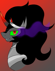 Size: 1121x1460 | Tagged: safe, artist:stormer, derpibooru import, king sombra, pony, unicorn, black mane, male, sharp teeth, solo, sombra eyes, stallion