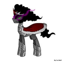 Size: 1500x1500 | Tagged: safe, artist:imskull, derpibooru import, king sombra, pony, unicorn, black mane, male, sharp teeth, solo, sombra eyes, stallion