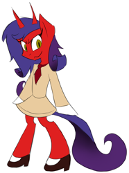 Size: 774x1041 | Tagged: safe, artist:colossalstinker, rarity, pony, semi-anthro, unicorn, bipedal, clothes, crossover, looking at you, panty and stocking with garterbelt, simple background, smiling, solo, white background