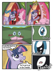 Size: 1745x2321 | Tagged: safe, artist:nayolfa, derpibooru import, pinkie pie, twilight sparkle, earth pony, pony, clean up on smile five, comic