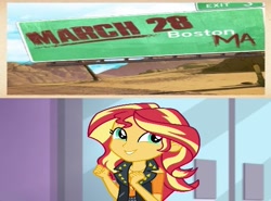 Size: 571x422 | Tagged: safe, edit, edited screencap, screencap, sunset shimmer, a fine line, better together, equestria girls, anticipation, excited, gamer sunset, gearbox software, implied borderlands, implied borderlands 3, implied borderlands fan, reaction image, sunset gamer, teaser