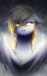 Size: 1200x1920 | Tagged: safe, artist:jadekettu, derpy hooves, pegasus, pony, female, floppy ears, solo, underp