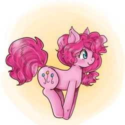 Size: 1500x1500 | Tagged: safe, artist:superlucky13, pinkie pie, pony, alternate hairstyle, bouncing, cute, diapinkes, profile, pronking, solo