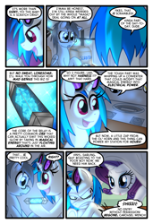 Size: 1024x1497 | Tagged: safe, artist:kazziepones, artist:zaron, dj pon-3, rarity, vinyl scratch, oc, oc:lonely hooves, pony, unicorn, comic:lonely hooves, glasses