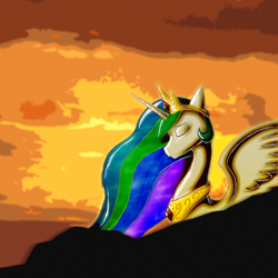 Size: 3000x3000 | Tagged: safe, artist:dmann892, princess celestia, alicorn, pony, bust, portrait, solo, sunset