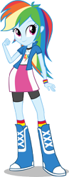 Size: 3500x9016 | Tagged: safe, artist:deathnyan, derpibooru import, rainbow dash, equestria girls, .psd available, absurd resolution, boots, clothes, compression shorts, cute, dashabetes, fist, long hair, simple background, skirt, smiling, solo, transparent background, vector