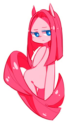 Size: 500x900 | Tagged: safe, artist:tsukimei99, pinkie pie, earth pony, pony, pinkamena diane pie, pixiv, simple background, solo, white background