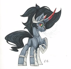 Size: 2045x1989 | Tagged: safe, artist:dedphantom, derpibooru import, king sombra, pony, unicorn, black mane, male, sharp teeth, solo, sombra eyes, stallion