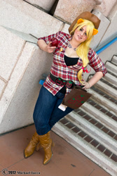 Size: 600x900 | Tagged: safe, applejack, human, cosplay, irl, irl human, photo