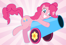 Size: 6068x4200 | Tagged: safe, artist:dopplex, pinkie pie, earth pony, pony, absurd resolution, cannon, party cannon, solo