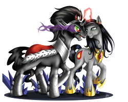 Size: 3811x3032 | Tagged: safe, artist:bakameganekko, derpibooru import, king sombra, oc, oc:queen sierra, pony, unicorn