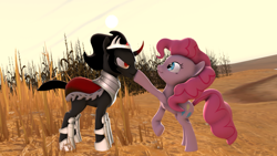 Size: 1000x562 | Tagged: safe, artist:pixel-spark, king sombra, pinkie pie, earth pony, pony, unicorn, 3d, boop, source filmmaker