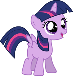 Size: 1280x1338 | Tagged: safe, artist:mmdfantage, derpibooru import, twilight sparkle, twilight sparkle (alicorn), alicorn, pony, alicornified, cute, female, filly, filly twilight sparkle, happy, looking up, mare, open mouth, race swap, simple background, smiling, solo, transparent background, twiabetes, vector, younger