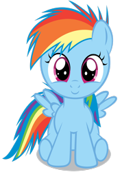 Size: 1024x1436 | Tagged: safe, artist:sapoltop, derpibooru import, rainbow dash, pegasus, pony, c:, cute, dashabetes, filly, filly rainbow dash, looking at you, simple background, sitting, smiling, solo, spread wings, transparent background, vector