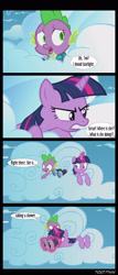 Size: 1288x3000 | Tagged: safe, edit, edited screencap, editor:teren rogriss, screencap, spike, starlight glimmer, twilight sparkle, twilight sparkle (alicorn), alicorn, dragon, pony, unicorn, the cutie re-mark, binoculars, cloud, implied starlight glimmer, offscreen character, shocked