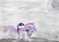 Size: 1280x905 | Tagged: safe, artist:ryuukage, derpibooru import, twilight sparkle, twilight sparkle (alicorn), alicorn, pony, female, glowing eyes, mare, solo