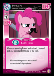 Size: 360x503 | Tagged: safe, pinkie pie, earth pony, pony, absolute discord, ccg, enterplay, fake moustache, moustache, ponk, ponka po