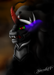 Size: 2550x3510 | Tagged: safe, artist:ligvin, derpibooru import, king sombra, pony, unicorn, black mane, male, sharp teeth, solo, sombra eyes, stallion