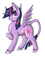 Size: 421x547 | Tagged: safe, artist:seahorse130, derpibooru import, twilight sparkle, twilight sparkle (alicorn), alicorn, classical unicorn, pony, cloven hooves, leonine tail, solo