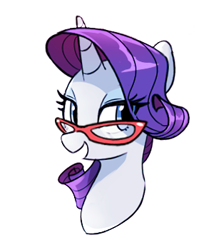 Size: 300x350 | Tagged: safe, artist:dilandau203, rarity, pony, unicorn, female, glasses, mare, simple background, smiling, solo, white background