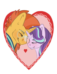 Size: 1280x1638 | Tagged: safe, artist:sam2up, starlight glimmer, sunburst, pony, unicorn, eyes closed, female, heart, hearts and hooves day, holiday, male, nuzzling, shipping, simple background, starburst, straight, transparent background, valentine's day