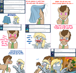 Size: 2344x2254 | Tagged: safe, artist:jitterbugjive, derpy hooves, doctor whooves, pony, ask, bonsai, george, love poison, lovestruck derpy, tumblr