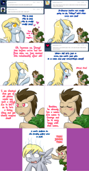 Size: 1562x3006 | Tagged: safe, artist:jitterbugjive, derpy hooves, doctor whooves, pony, blushing, bonsai, cargo ship, george, love poison, lovestruck derpy, shipping