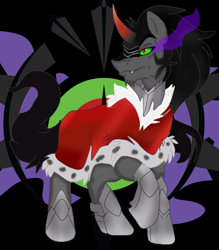 Size: 500x571 | Tagged: safe, artist:strife1237, derpibooru import, king sombra, pony, unicorn, black mane, male, sharp teeth, solo, sombra eyes, stallion