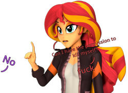 Size: 2044x1493 | Tagged: safe, artist:flushthebatsanta, sunset shimmer, equestria girls, 3d, breasts, suicidal, vulgar, why