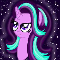 Size: 1000x1000 | Tagged: safe, artist:katya, starlight glimmer, unicorn, bust, portrait, solo, sparkles